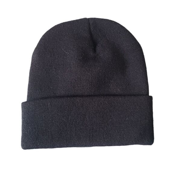 All black logo knit beenie cap - Picture 2 of 3